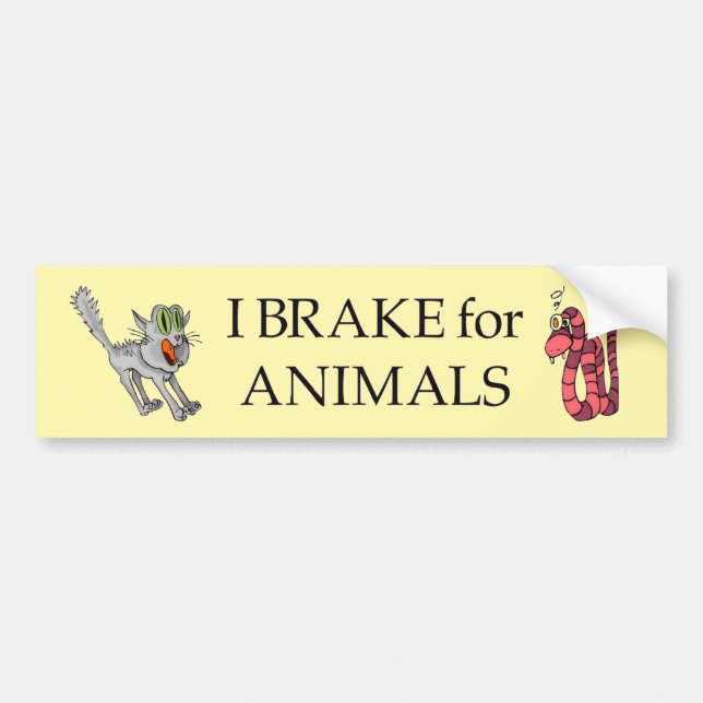 brake for animals bumper sticker (Front)