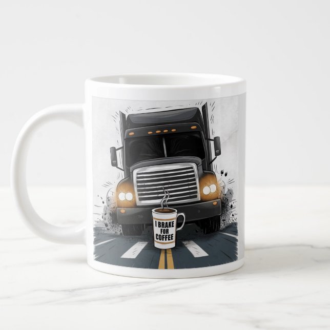 Brake for coffee trucker theme giant coffee mug (Left)