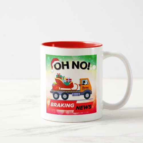 BRAKING NEWS _ Santas Delivery Setback Two_Tone Coffee Mug