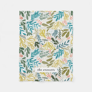 Bramble   Festive Botanical Custom Name Fleece Blanket
