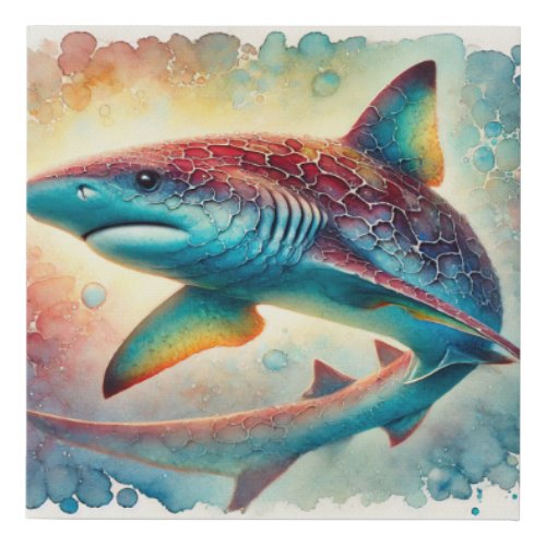 Bramble Shark 210624AREF134 _ Watercolor Faux Canvas Print