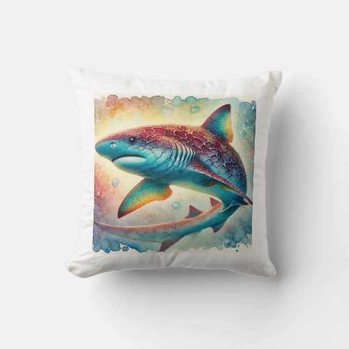 Bramble Shark 210624AREF134 _ Watercolor Throw Pillow