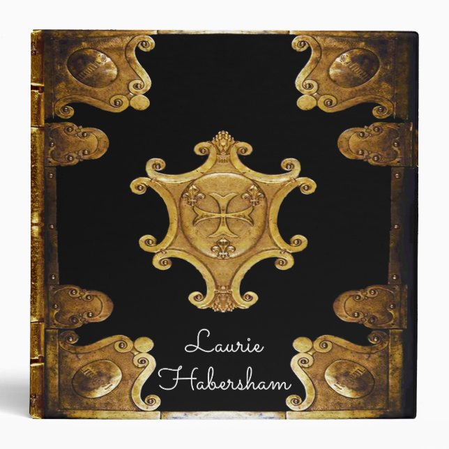 Bramfleur Gothic Old Book Style Monogram 3 Ring Binder (Front)