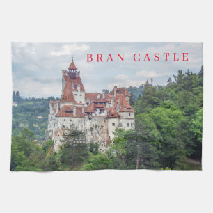 Bran Castle panoramic view tea towel