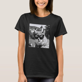 Bran Castle Romania Cat With Sunglasses Exploring  T-Shirt