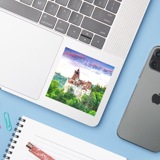 Bran castle Romania Sticker (Laptop w/ iPhone)