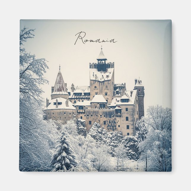 Bran Castle Romania Winter Magnet (Front)