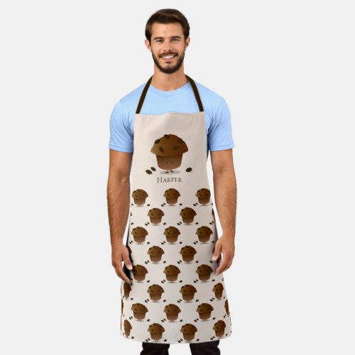 Bran Muffin Tan Brown Cartoon Character Name Food Apron