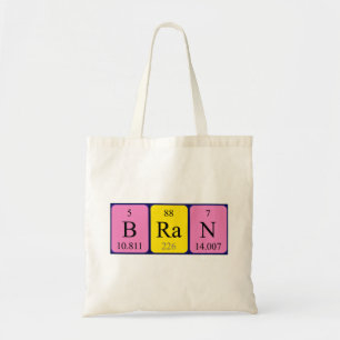 Bran periodic table name tote bag