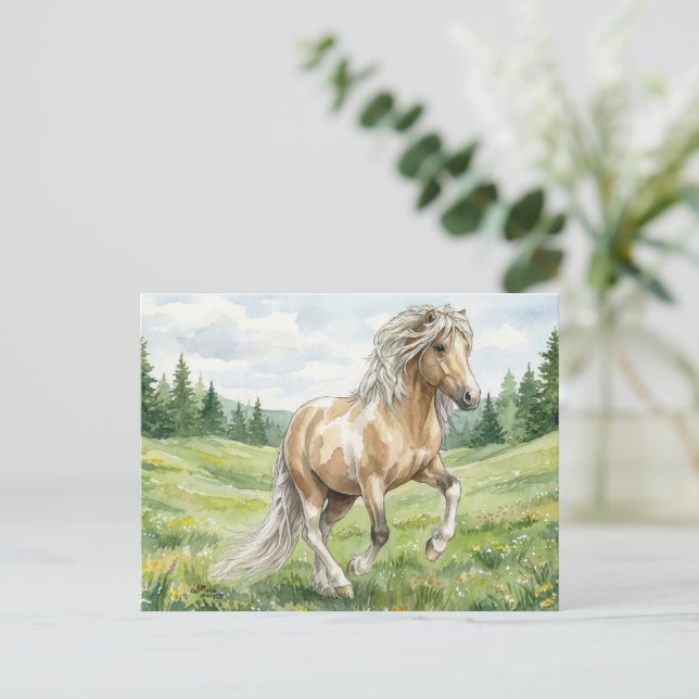 Brana Pinto Palomino Icelandic Watercolor Postcard (Standing Front)