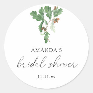 Branch Acorns bridal shower Classic Round Sticker