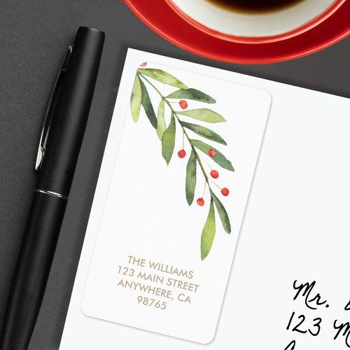 Branch and Berries Christmas Return Address Label
