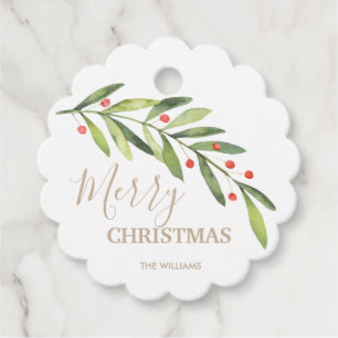 Branch and Berries Holiday Favor Tags