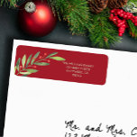 Branch and Berries Red Christmas Return Address Label<br><div class="desc">Personalized return address labels feature an elegant branch of greenery and red berries with your details in chic lettering. MATCHING items in our collection.</div>