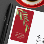 Branch and Berries Red Christmas Return Address Label<br><div class="desc">Personalized return address labels feature an elegant branch of greenery and red berries with your details in chic lettering. MATCHING items in our collection.</div>