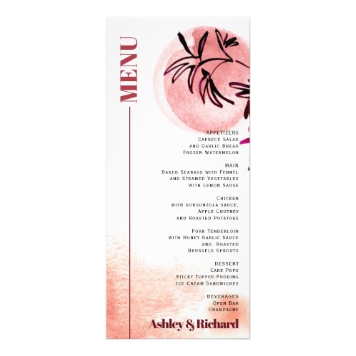 Branch and moon Japandi wedding menu card