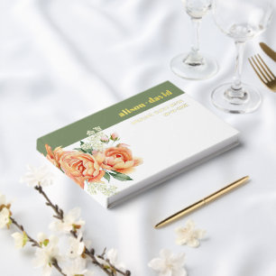 Branch and peach frose flowers floral wedding foil foil guest book