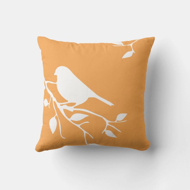 branch bird silhouette throw pillow (Back)