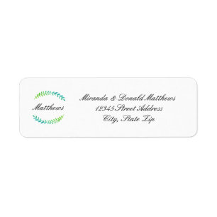 Branch Blue Green Wreath -Return Address Label
