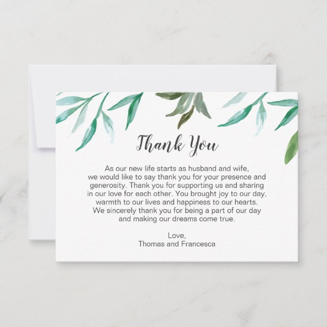 Branch Boho Wedding Thank You Card (Front)