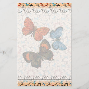 Branch Butterflies Lg Any Color Stationary Stationery