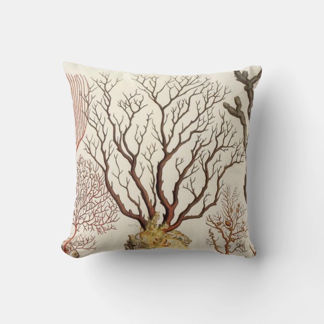 Branch Coral Nautical Beach Decor Throw Pillow (Front)
