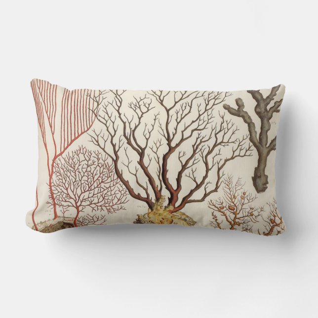Branch Coral Nautical Beach Lumbar Throw Pillow (Front)