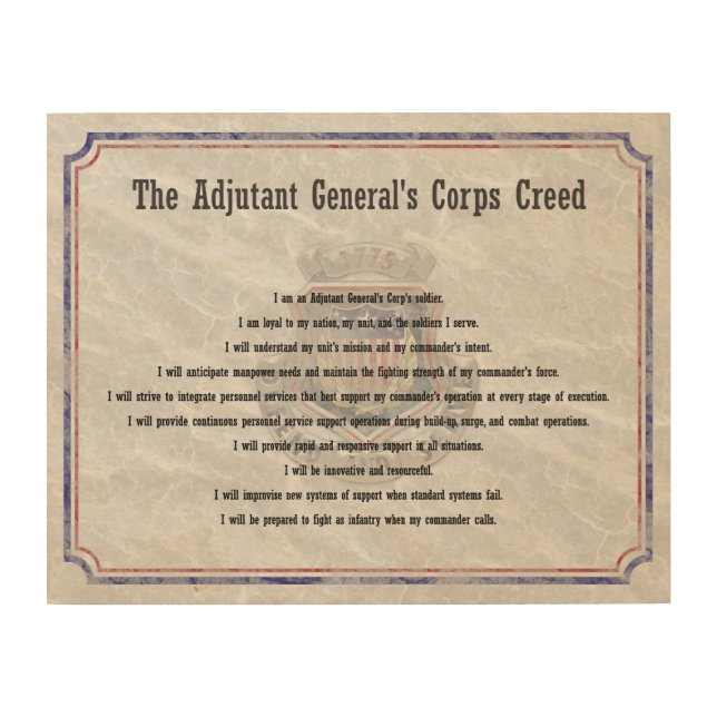 Branch Creeds - Adjutant General Wood Print (Front)