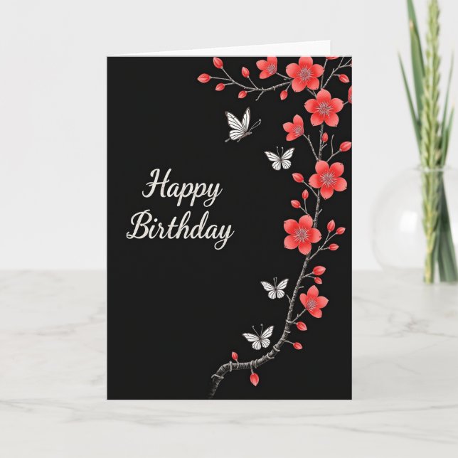 Branch Flower Birthday Card (Front)