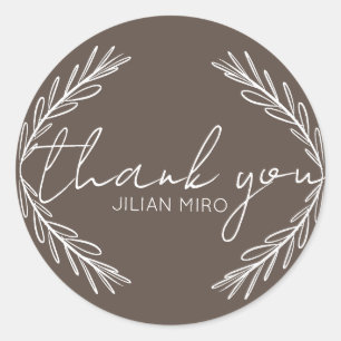 Branch Hand Drawn Logo Thank You Classic Round Sticker