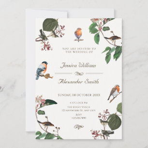 Branch Leaves Bird wedding Invitation