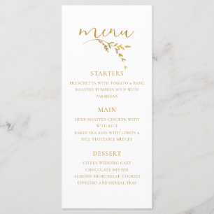 Branch Minimalist White and Gold Modern Wedding  Menu