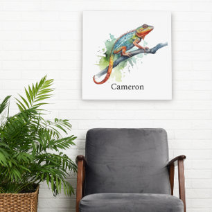 Branch of Colors: Chameleon Art, custom  Canvas Print