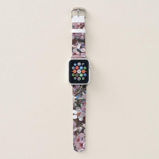 Branch of Pink Blossoms Spring Floral Apple Watch Band (Front)