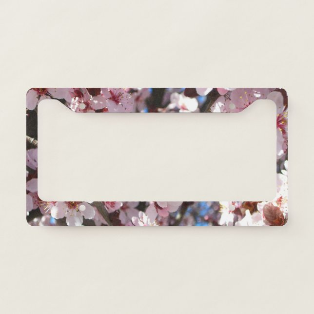 Branch of Pink Blossoms Spring Floral License Plate Frame (Front)