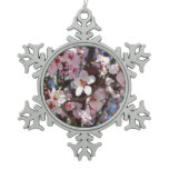 Branch of Pink Blossoms Spring Floral Snowflake Pewter Christmas Ornament