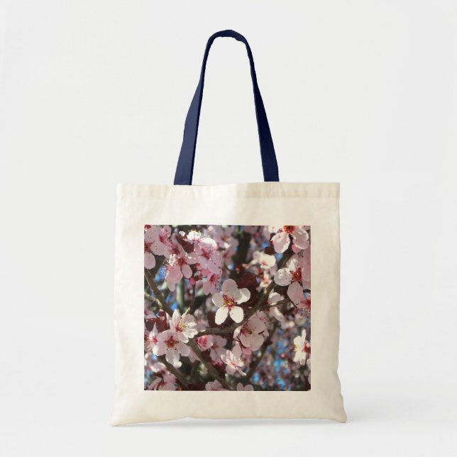 Branch of Pink Blossoms Spring Floral Tote Bag (Front)