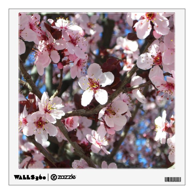 Branch of Pink Blossoms Spring Floral Wall Sticker (Front)