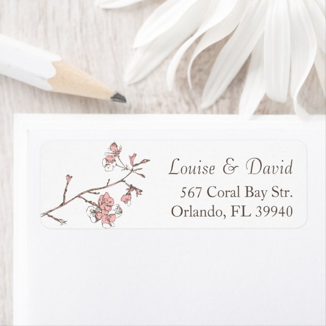 Branch of Sakura Blossom Return Address Label (Insitu)