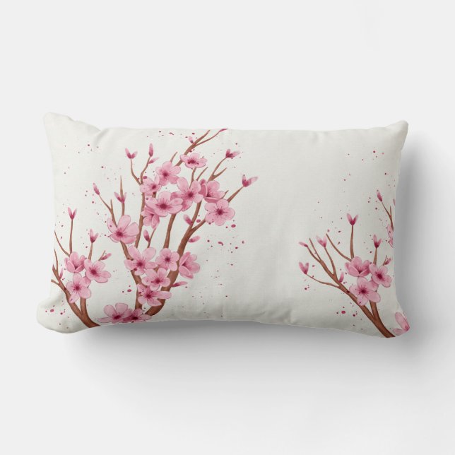 branch of sakura flowers lumbar pillow (Front)