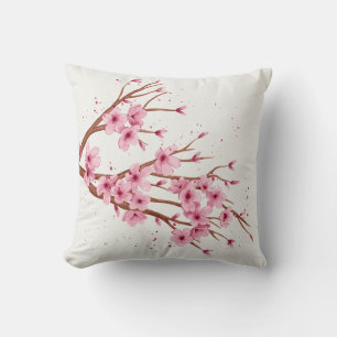branch of sakura flowers throw pillow
