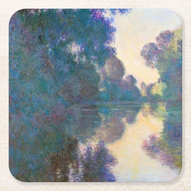 Branch of the Seine near Giverny, Monet Square Paper Coaster (Front)
