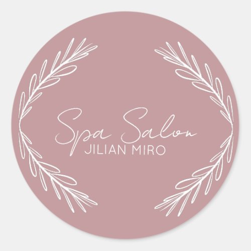 Branch Salon Beauty Studio Pink  Classic Round Sticker