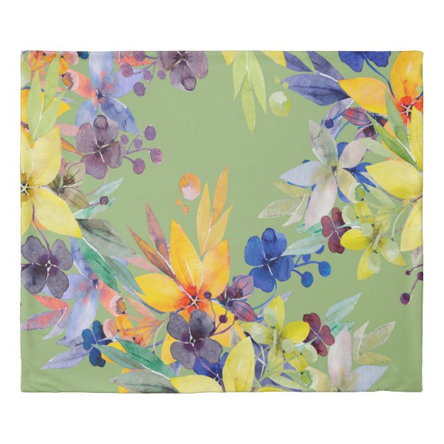 Branch watercolor seamless pattern. Image on white Duvet Cover (Front)