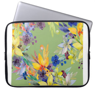 Branch watercolor seamless pattern. Image on white Laptop Sleeve