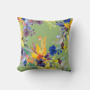 Branch watercolor seamless pattern. Image on white Throw Pillow