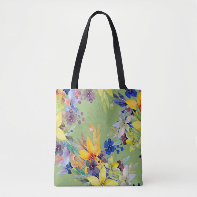 Branch watercolor seamless pattern. Image on white Tote Bag (Front)