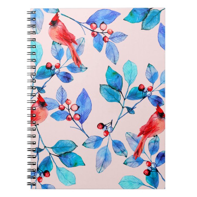 Branch with berries and birds watercolor illustrat notebook (Front)