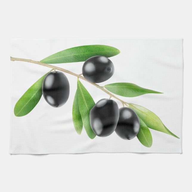Branch with black olives towel (Horizontal)