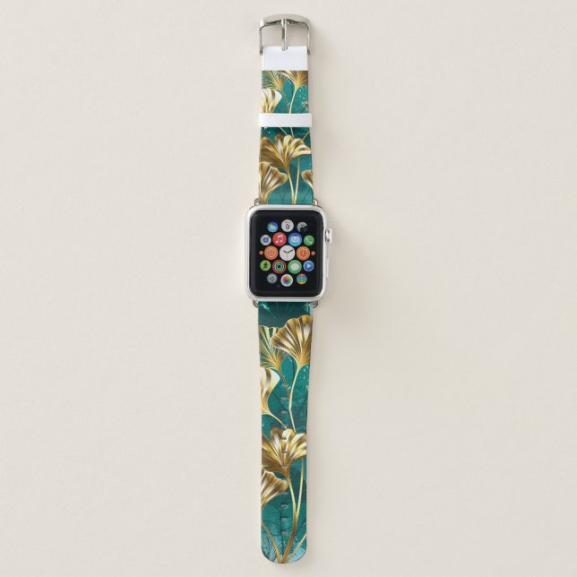 Branch with Golden Leaves Ginko Biloba Apple Watch Band (Front)